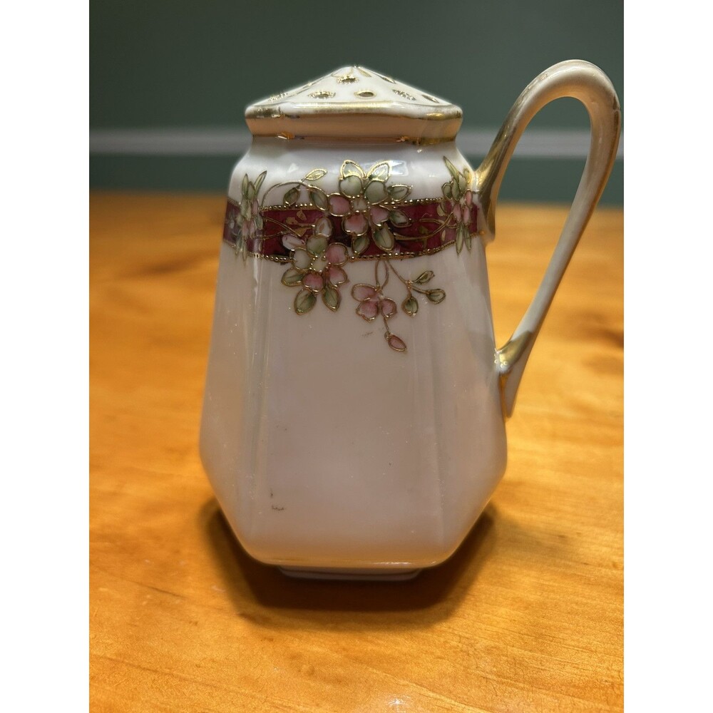 Nippon Hand Painted Gold Floral‎ Porcelain Sugar Shaker Vintage 1911